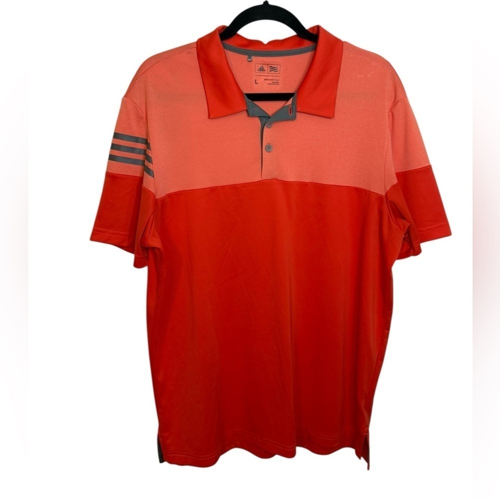 Adidas Coral Colorblock 3 Stripes Golf Polo